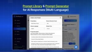 Dashboard view of BizReply showing keyword mentions and AI-powered replies