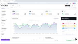 “ClickRank dashboard showing AI search scores, content analysis, and AI optimization recommendations.”