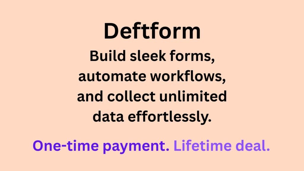 Sleek Deftform dashboard showcasing form creation tools, workflow automation, and data collection features.