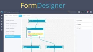 “FormDesigner interface showing a drag-and-drop form builder with customization options.”