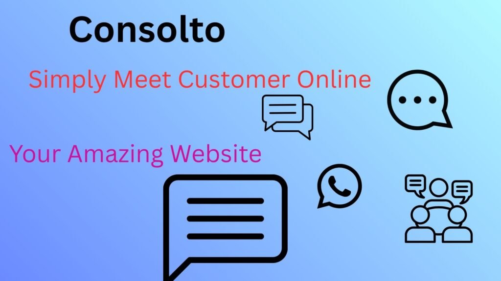Screenshot of Consolto platform showing live chat, video call, and meeting scheduling features for customer communication and sales management.