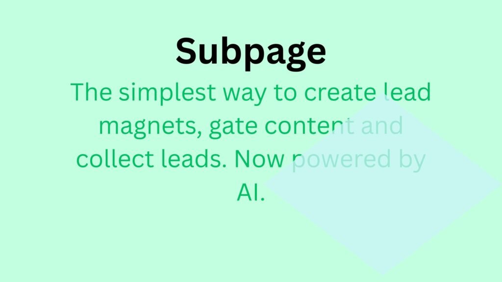 “Dashboard of Subpage showing a lead magnet creation interface.”