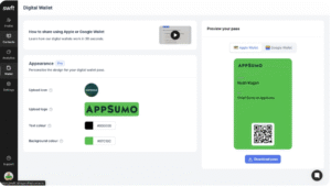 Swft Connect digital business card dashboard showing customizable profile options, contact links, media sections, and sharing tools.