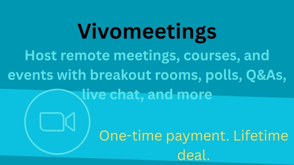 A clean online meeting dashboard in VivoMeetings showing video windows, live chat, polls, and breakout room options for hosting interactive sessions.