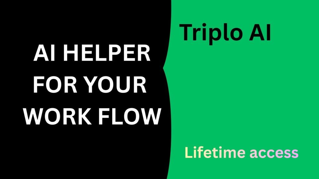Triplo AI interface showing an AI assistant working on any app and device.