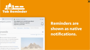 Chrome Tab Reminder dashboard showing scheduled website reminders