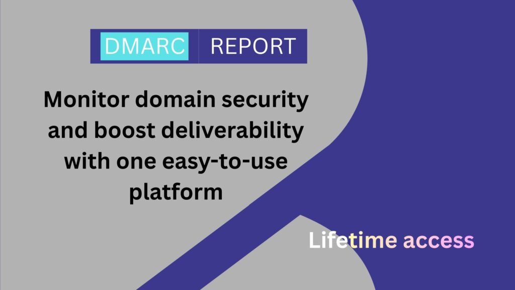 Dashboard visualization of DMARC Report Monitor showing email authentication results, domain insights, and spoofing alerts.