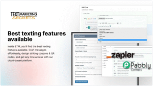 “Easy Text Marketing dashboard showing campaign analytics, message performance, and subscriber growth charts.”
