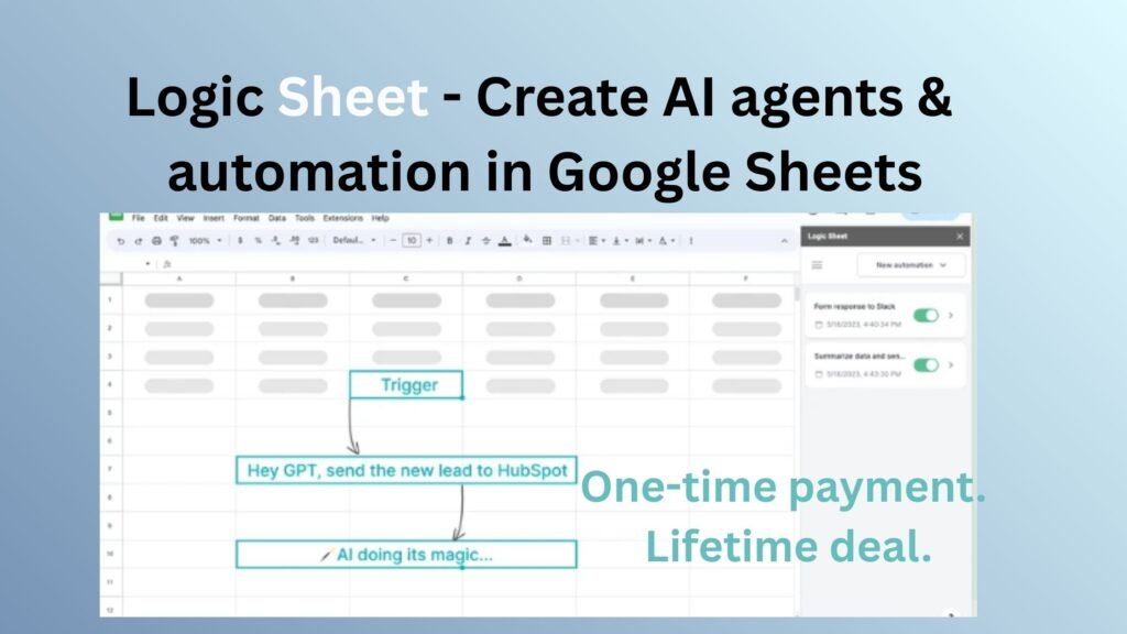 Dashboard showing Logic Sheet AI automation inside Google Sheets