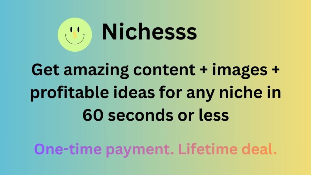Nichesss AI dashboard showing profitable niche ideas and content tools