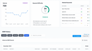Semdash SEO research dashboard showing keyword insights, competitor analysis, and ranking performance tools.
