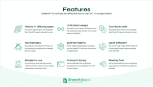 SheetMagic showing ChatGPT generating bulk AI content inside Google Sheets automatically.