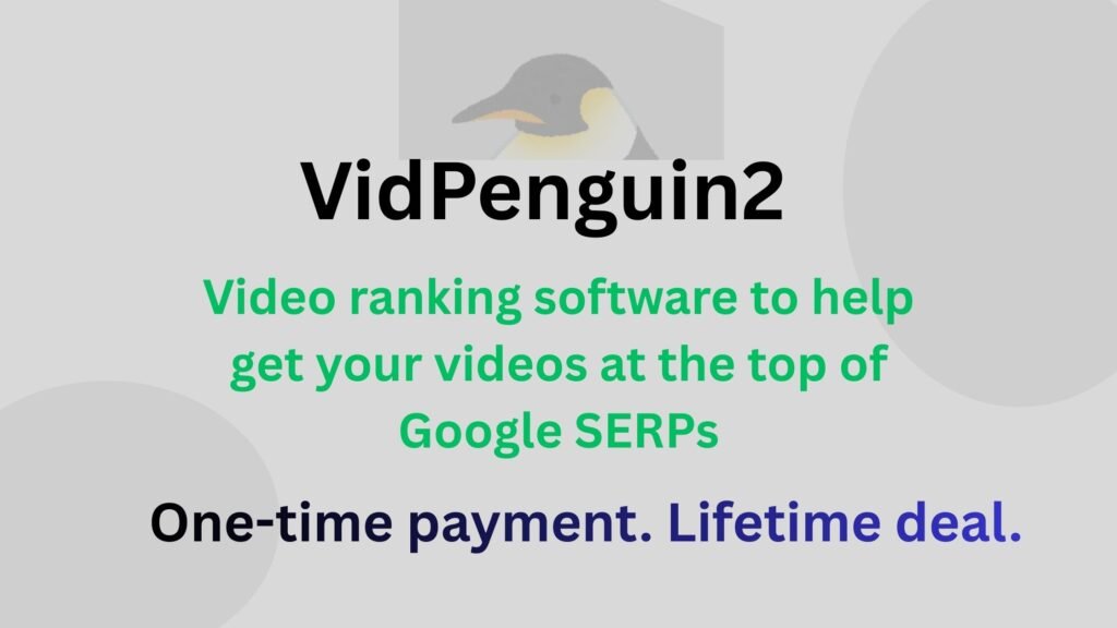 VidPenguin2 dashboard showing video keyword research and Google SERP ranking results