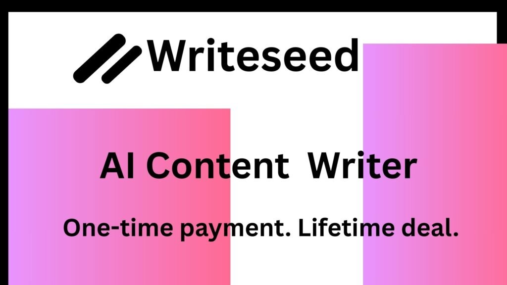 Writeseed AI content writer dashboard showing 70+ templates, unlimited content generation, and Chrome extension support