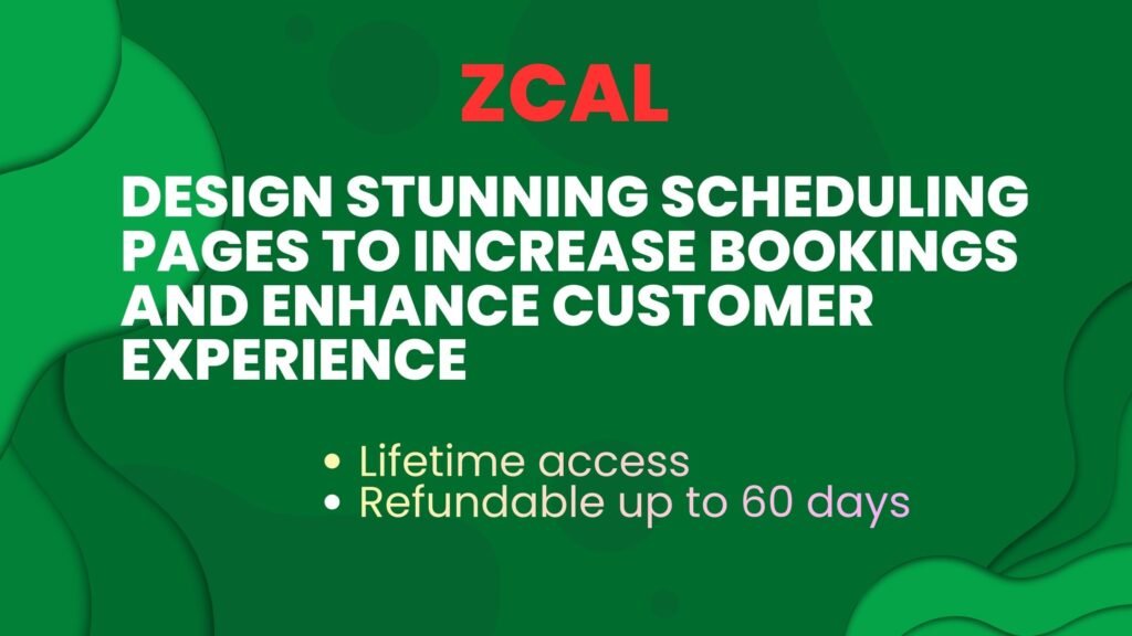 “zcal scheduling page with branded design and simple booking flow”