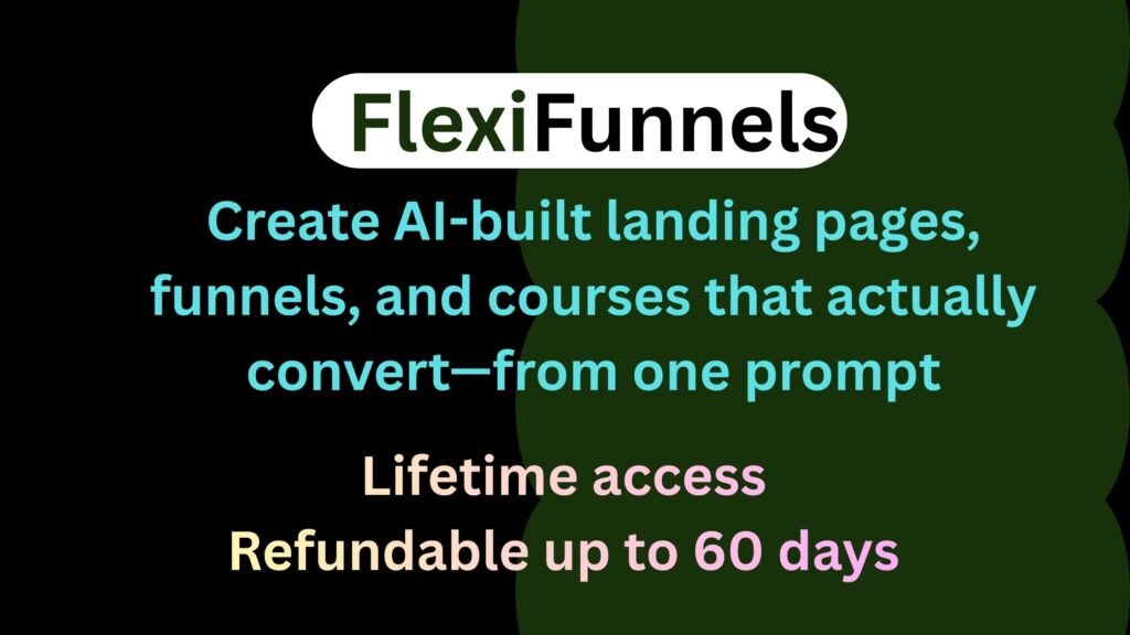 AI-powered funnel builder creating landing pages, sales funnels, and online courses from one prompt using FlexiFunnels