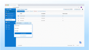 Screenshot of Laxis AI dashboard showing verified B2B contacts and company insights