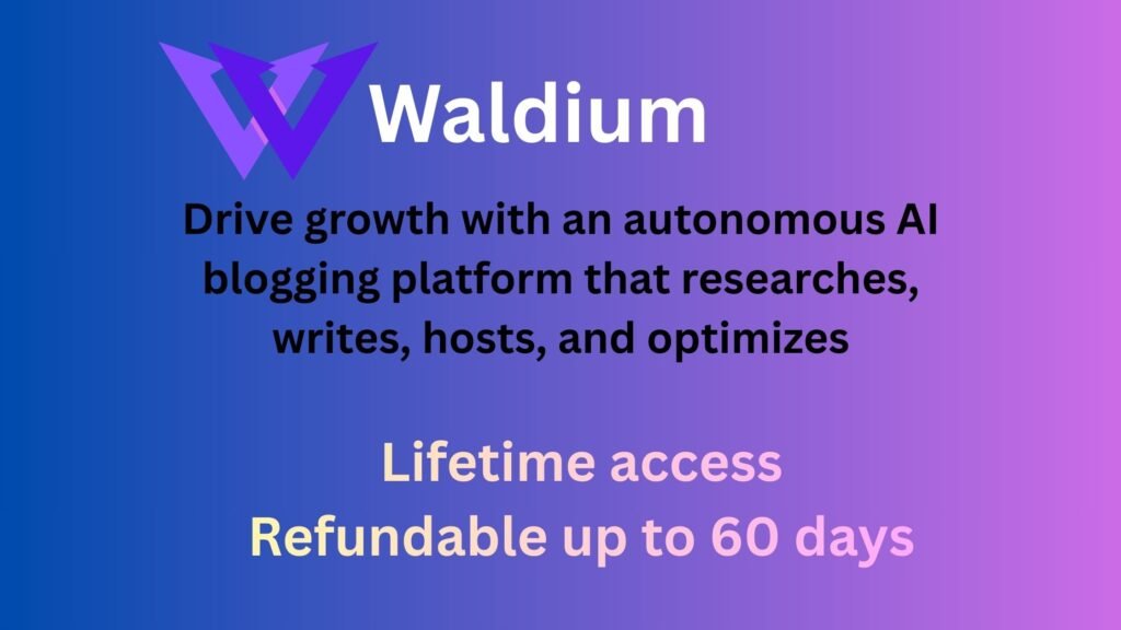 Waldium AI blogging tool featured on AppSumo for automated content growth.”