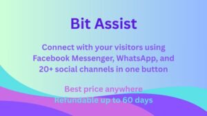 Bit Assist website chat button showing WhatsApp, Facebook Messenger, and multiple messaging channels for customer engagement and lead generation.