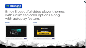 KillerPlayer clean branded ad-free YouTube video player for websites and marketing pages