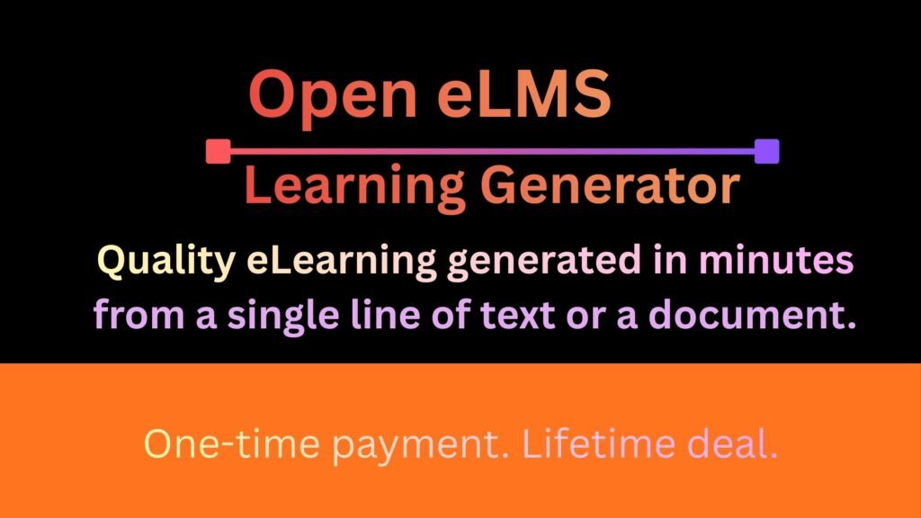 AI-powered eLearning course generator creating training content from text and documents using Open eLMS Learning Generator