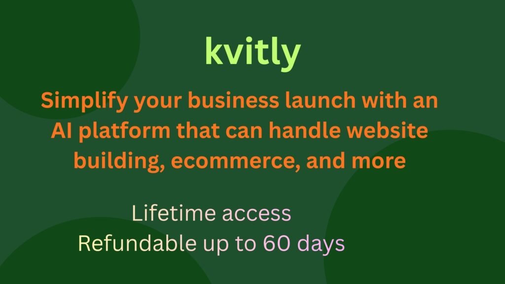 kvitly AI platform creating a website and online store
