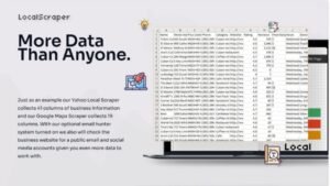 Screenshot of Local Scraper dashboard showing lead scraping results