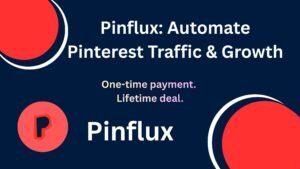 Alt Text: Pinflux Pinterest automation dashboard showing scheduled pins, growth analytics, and automated marketing workflow