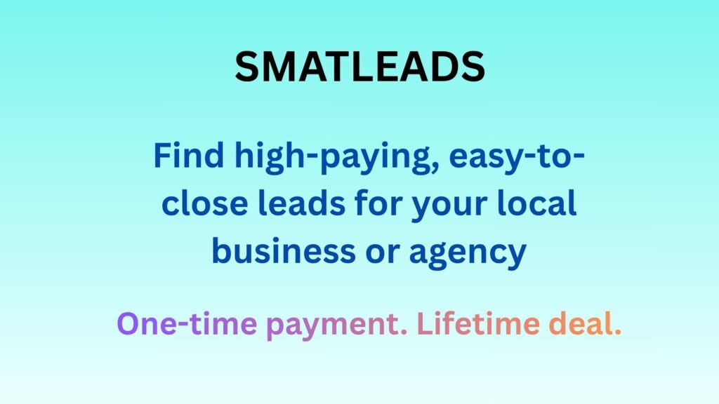SmatLeads platform dashboard showing high-paying lead results, filtering options, and business insights for agencies and local businesses.