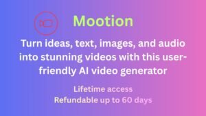 Mootion AI video generator dashboard showing tools to turn text, images, audio, and ideas into engaging videos quickly and easily.